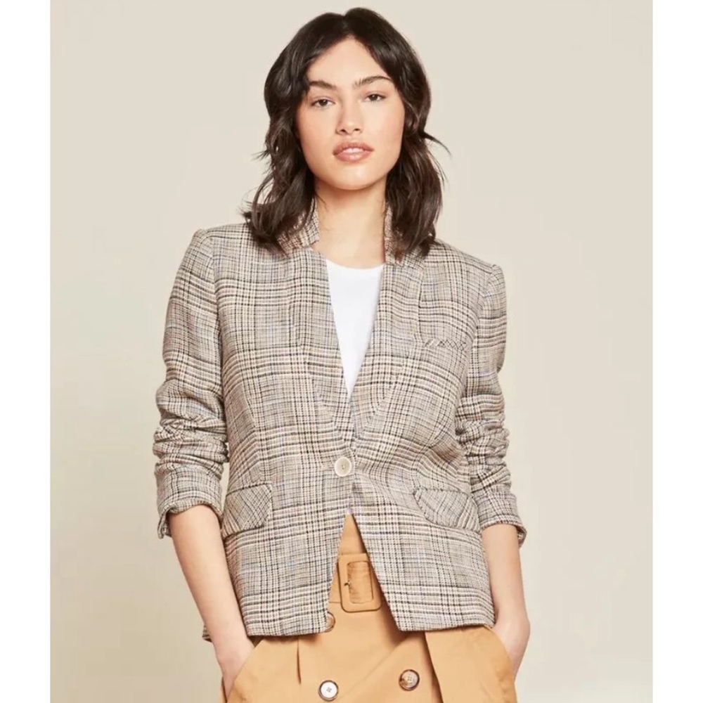 Veronica Beard Plaid Blazer - Black, White, Tan